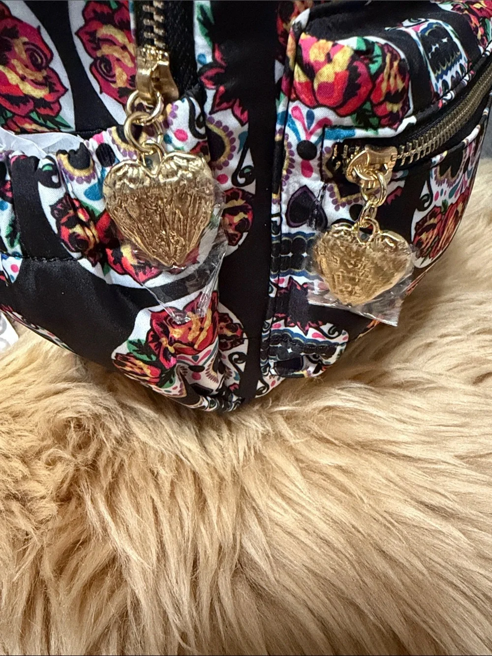 Betsy Johnson Mini Skulls Backpack & Bag Charm/ID Case NWT
